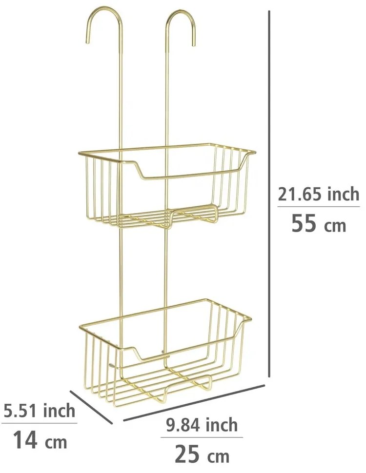 Závesná kúpeľňová polička z nehrdzavejúcej ocele v zlatej farbe Milo – Wenko