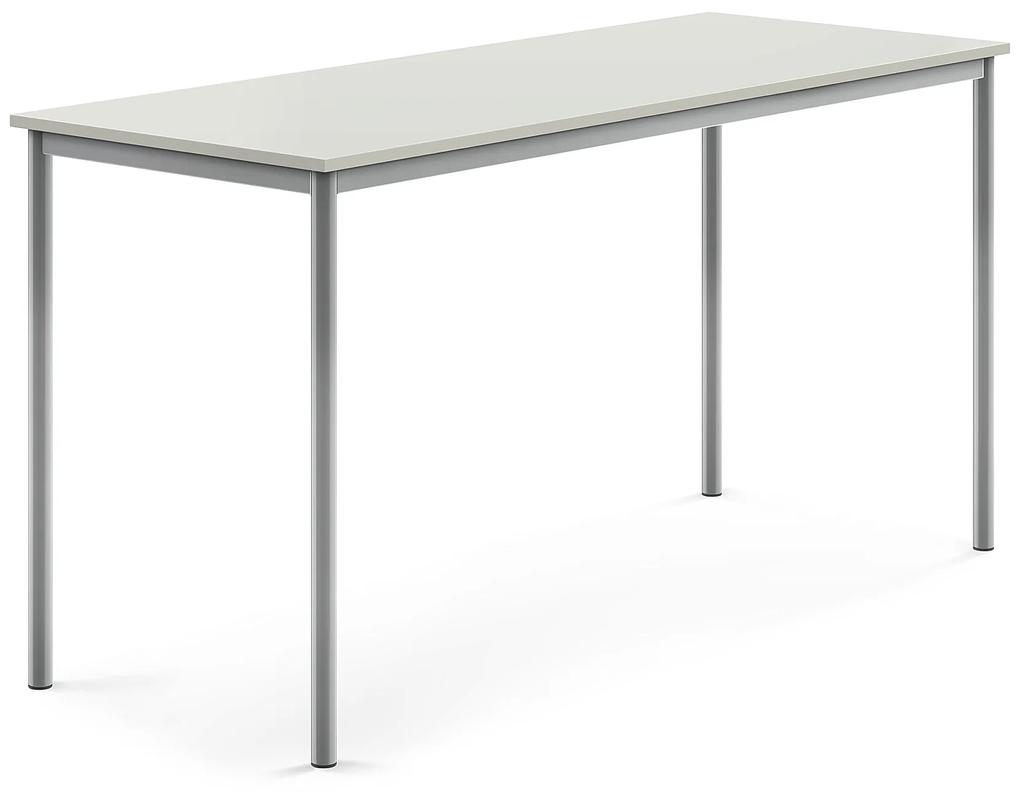 Stôl SONITUS, 1800x700x900 mm, HPL - šedá, strieborná