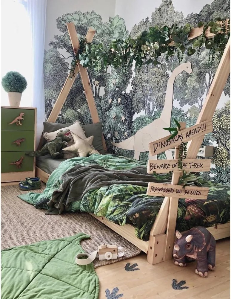 Drevená nástenná dekorácia Origami Diplodocus – dinosaurus do detskej izby S