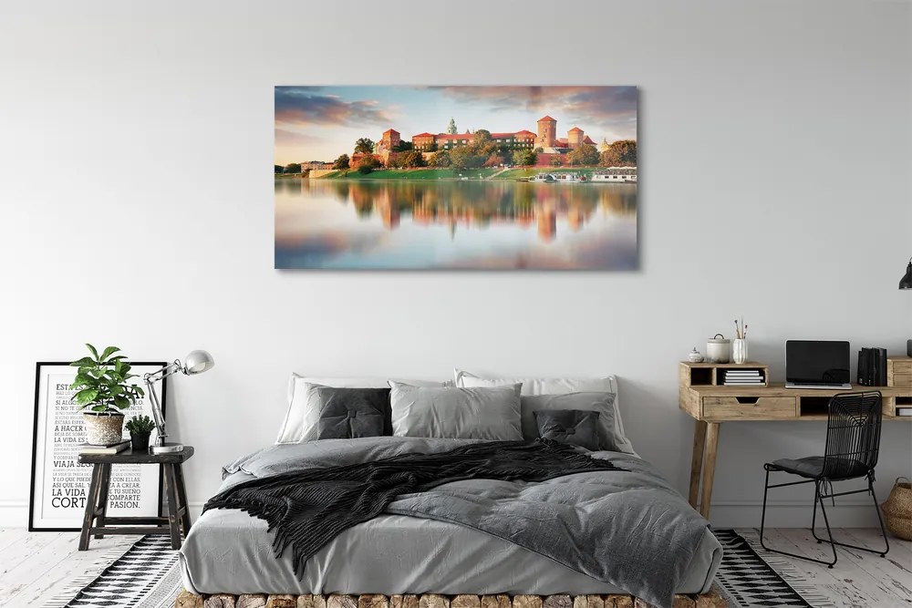 Obraz na akrylátovom skle Krakow hrad rieka 140x70 cm