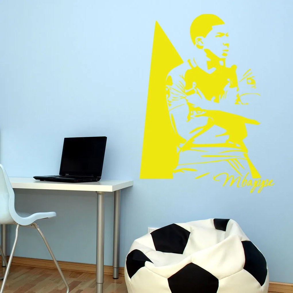 Veselá Stena Samolepka Kylian Mbappé Farba: modrá, Veľkosť: 40 x 30 cm
