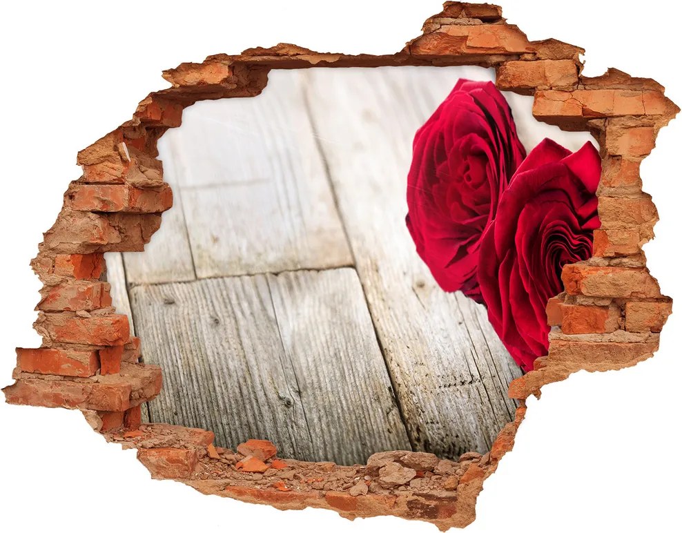 Nálepka 3D diera na stenu Ružové sedmokrásky WallHole-cegla-90x70-99658852