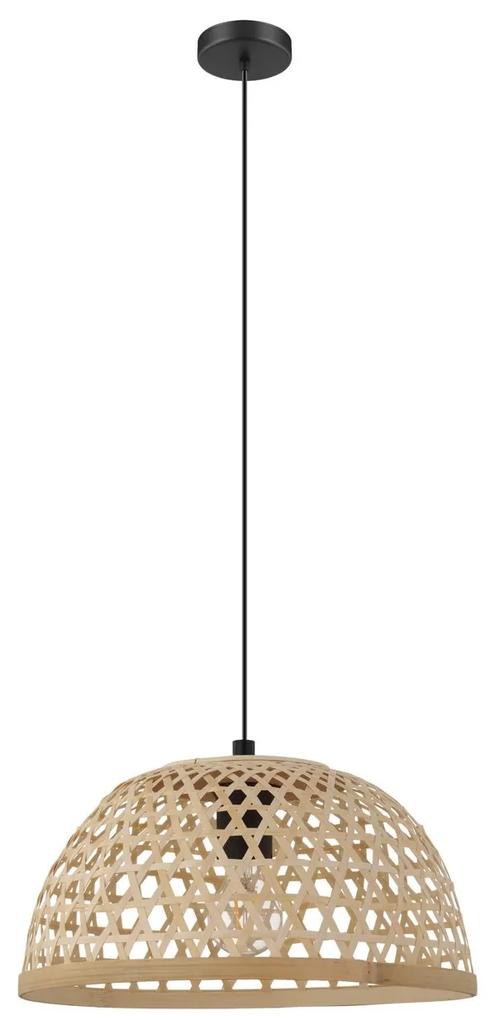 EGLO Závesný luster na lanku CLAVERDON, čierny, drevo, 37cm