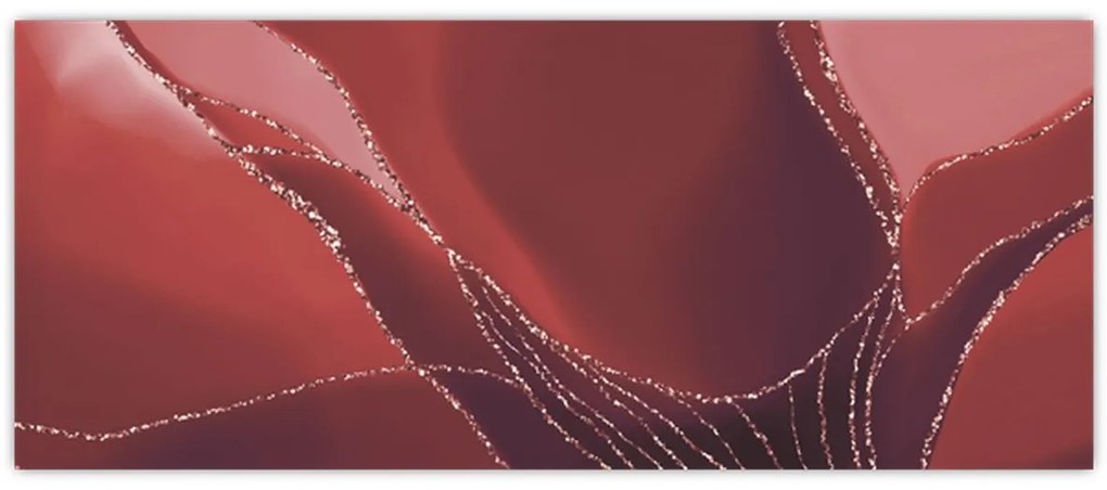 Obraz - Červená abstraktná kvetina N⁰2 (120x50 cm)