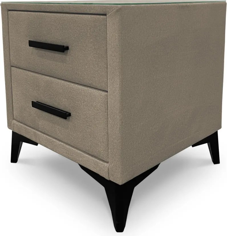 Nočný stolík s 2 zásuvkami Joy, béžová látka