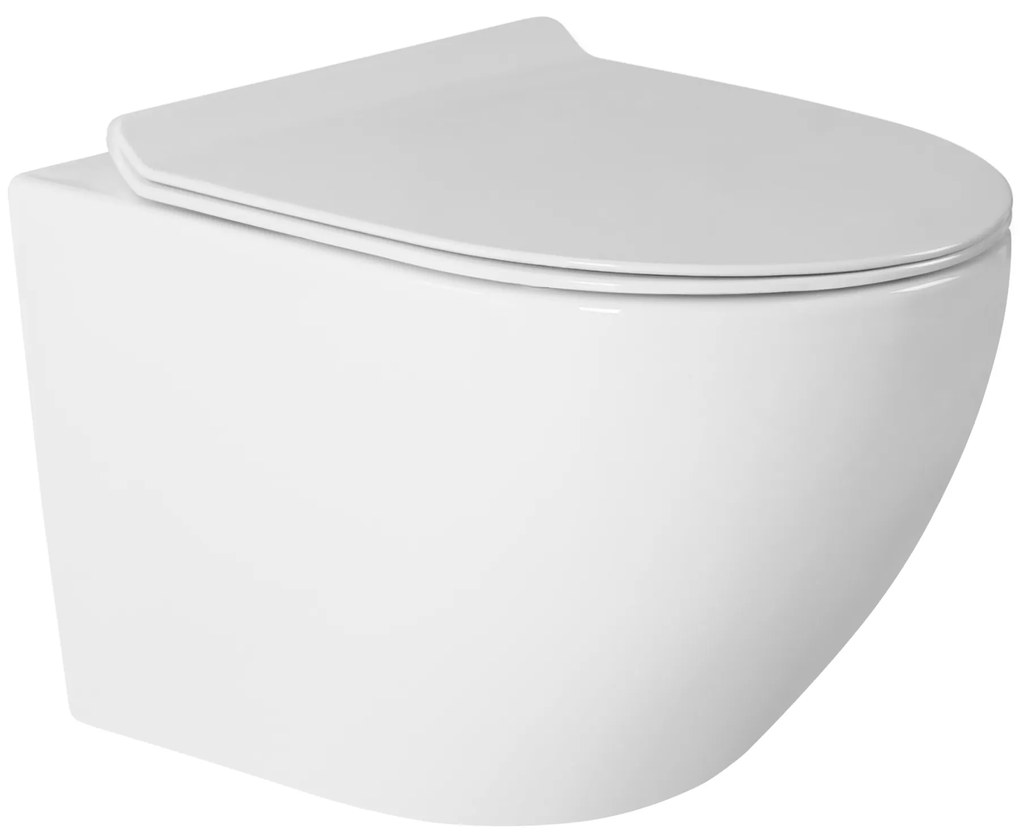 Gamma Mut, závesná WC misa 48x37 cm Rimless s pomaly padajúcim sedadlom, biela lesklá, GMA-MUT-203