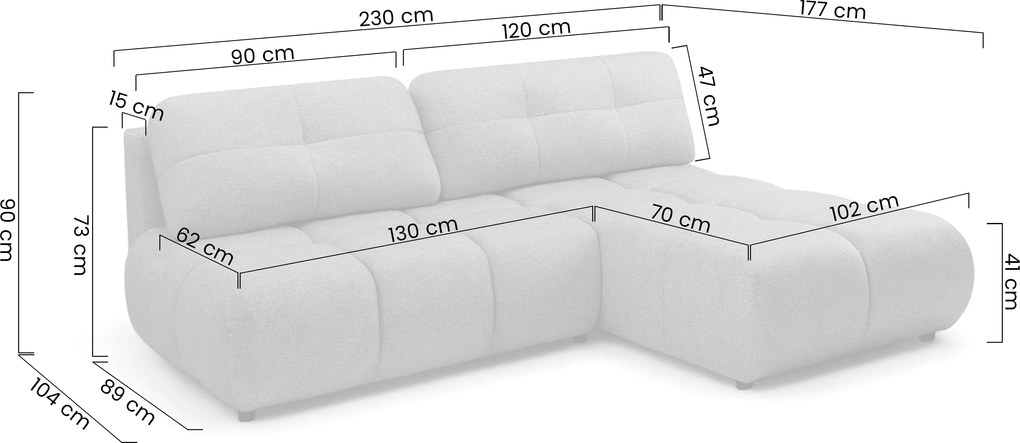 Rohová sedačka Lerio pravá s funkciou spania - svetlo béžová hydrofóbna tkanina Blur 02