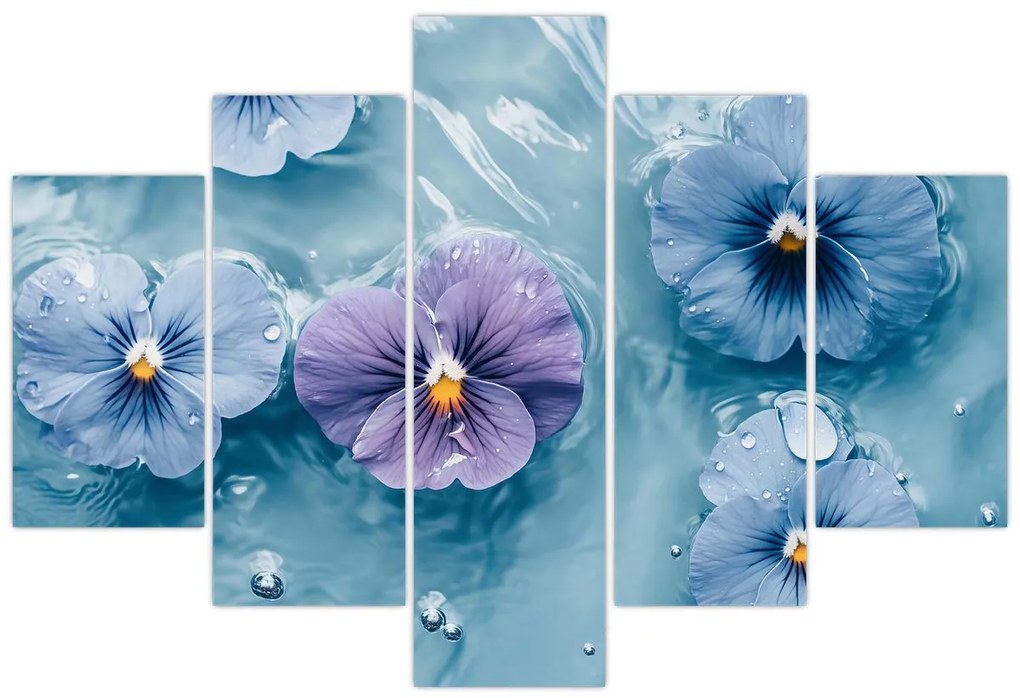 Obraz - Fialky vo vode (150x105 cm)
