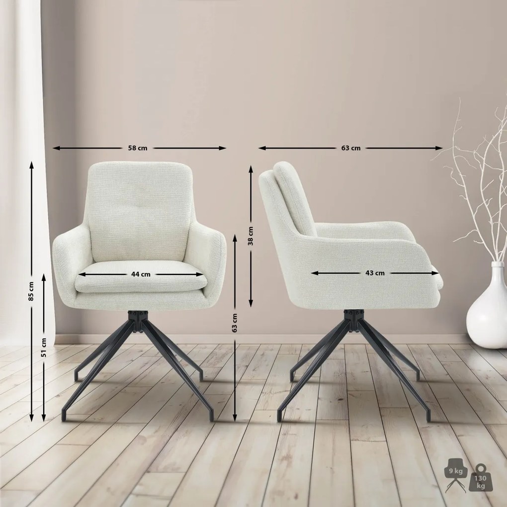 Jedálenská stolička Pickett - látka - krémová