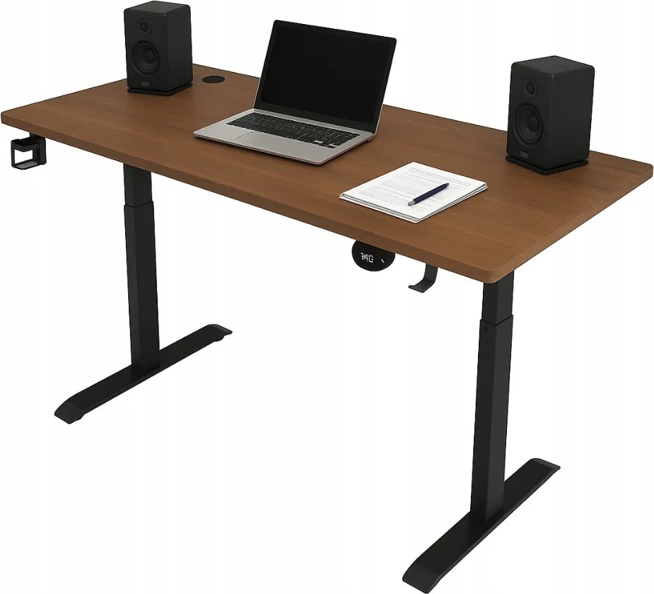 Elektrický výškovo nastaviteľný stôl 72 - 117 cm - orech, čierna Šírka: 60 cm | Dĺžka: 140 cm