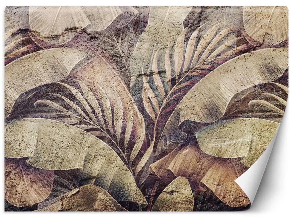 Fototapeta, Palmové listy džungle na betonu imitace - 100x70 cm