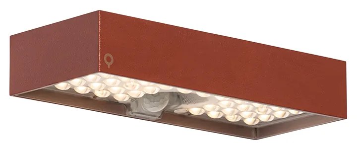 Vonkajšia nástenná lampa červená so stmievateľným svetlom a senzorom na solárnom paneli - Kayo