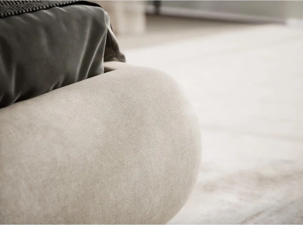 Béžová čalúnená dvojlôžková posteľ s úložným priestorom s roštom 180x200 cm Maumere – Maison de Rêve