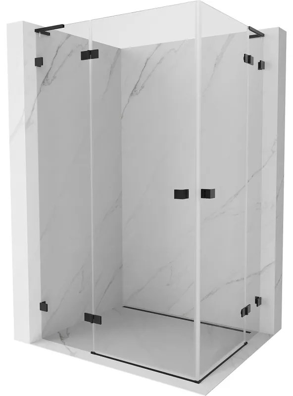 Mexen Lunar, L Duo výklopný sprchový kút 115 x 80 cm, 8mm číre sklo, čierny profil, 834L-115L-080P-70-00