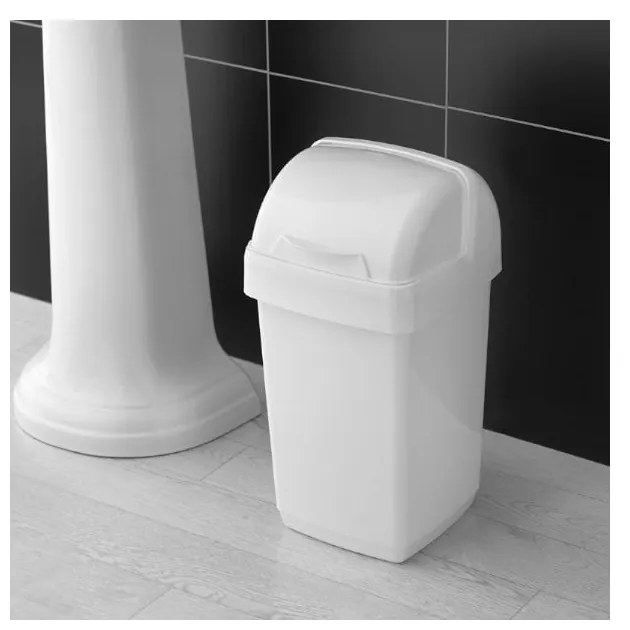 Biely odpadkový kôš Addis Roll Top, 22,5 x 23 x 42,5 cm