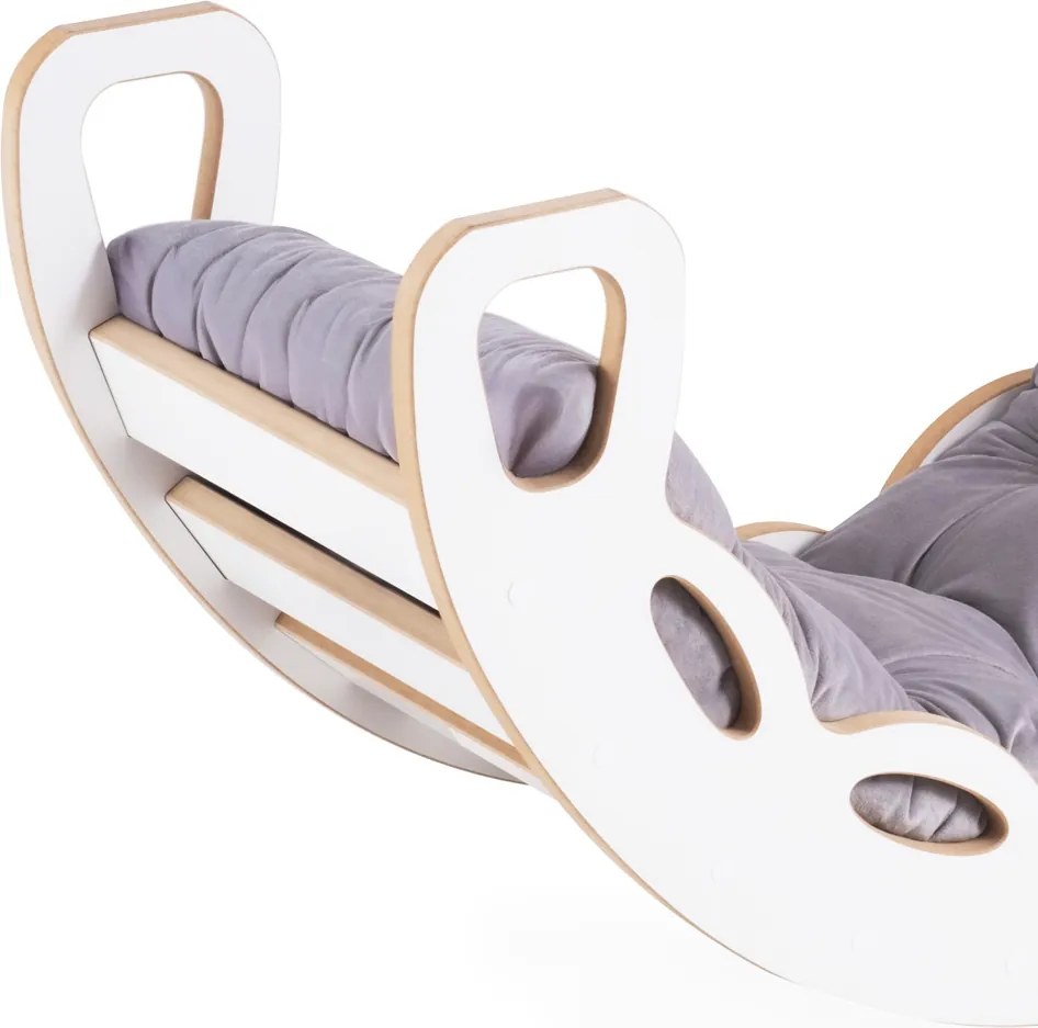 Multifunkčná detská súprava 4v1 – hojdačka, šmykľavka a vankúš sivá