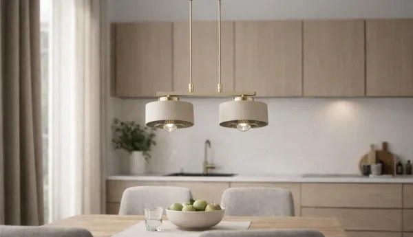Brilagi - Závesný luster na lanku SPRING 2xE27/60W/230V béžová/zlatá