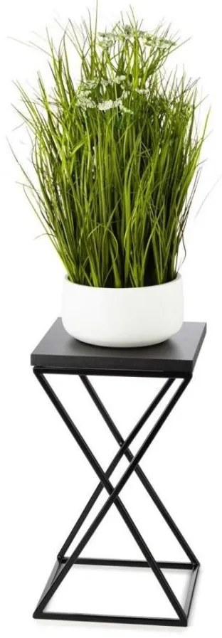 HowHomely Stojan na kvety LOFT 40x24 cm čierna 10-1630-40-BB-MDF