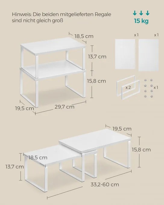 Set 4 kuchynských políc KCS027W01