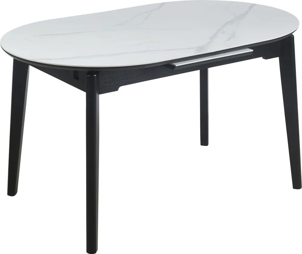 Vintino Rozkladací jedálenský stôl ELIAN 140–180 cm – biely mramor / čierna
