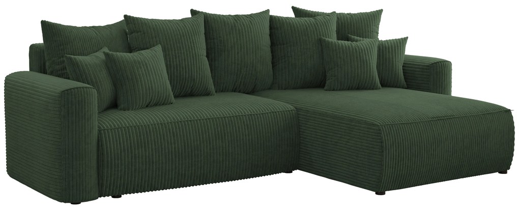 Rohová sedačka Baria (P) (tmavozelená). Akcia -20%. Vlastná spoľahlivá doprava až k Vám domov. 1133090