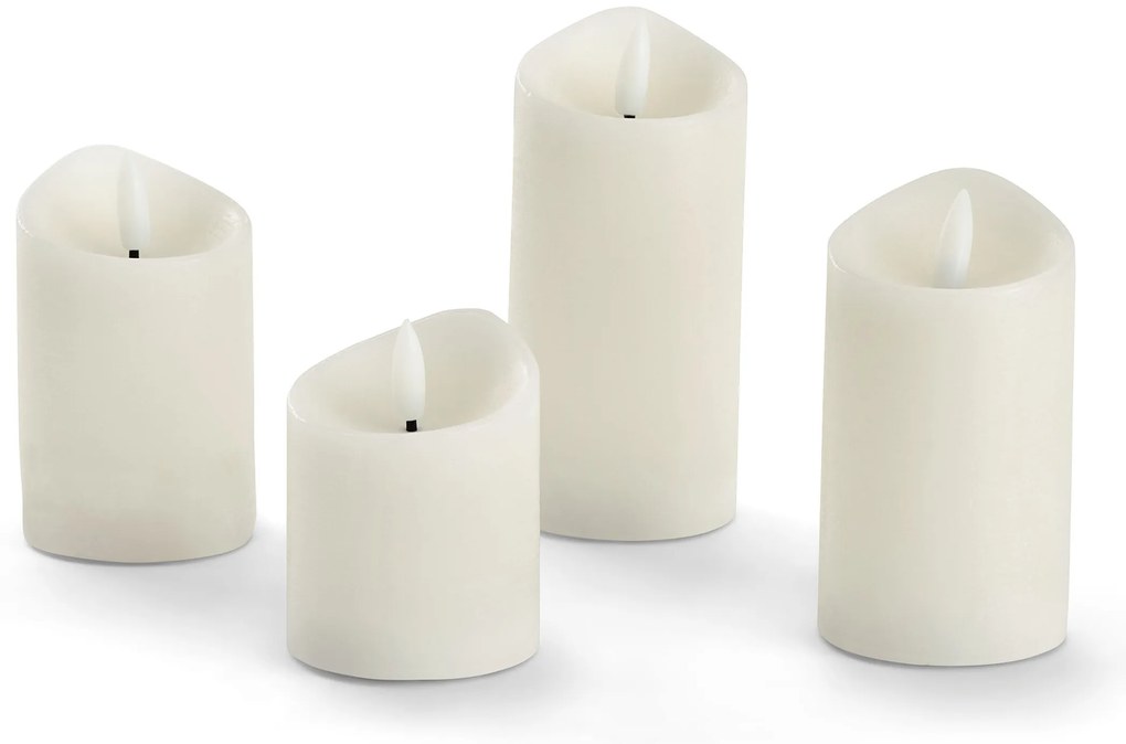 Sviečky z pravého vosku s LED, 4 ks, krémové