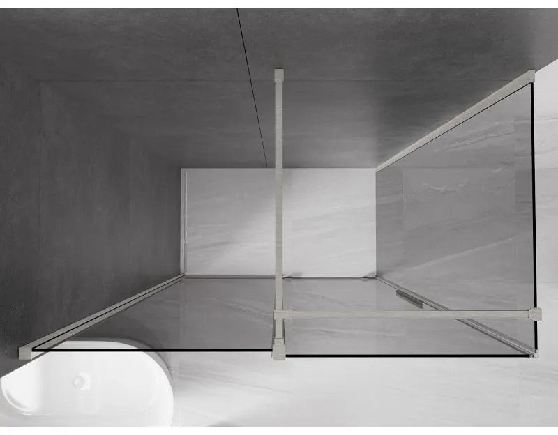 Mexen Velar, sprchový kút s posuvnými dverami 140 x 85 cm, 8mm šedé sklo, brúsená oceľ, 871-140-085-41-97