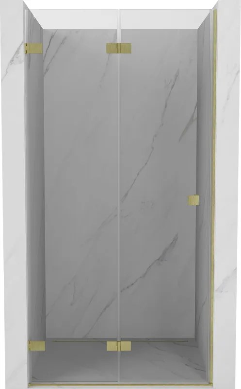 Mexen, Mexen Lunar-F skladacie ľavé sprchové dvere 60 cm, transparentné, brúsené zlaté - 836-060-000-55-00-L