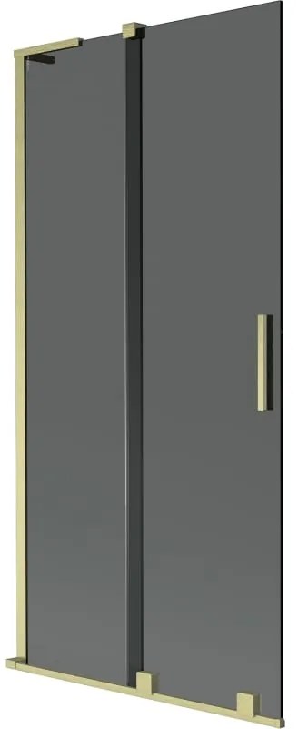 Mexen Velar L, 2-krídlová posuvná vaňová zástena 95 x 150 cm, 8mm šedé sklo, zlatá matná, 896-095-003-41-55