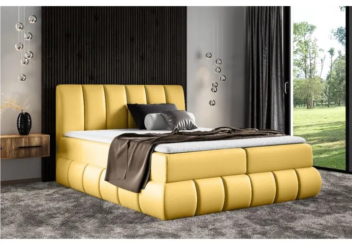 Dizajnová čalúnená posteľ 120x200 VENY - žltá + topper ZDARMA
