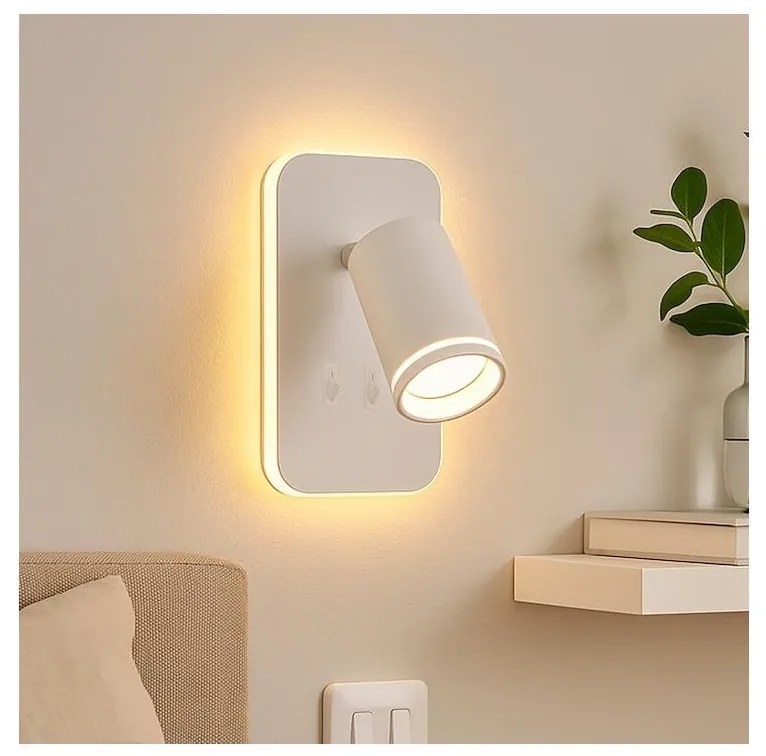 LED nástenné bodové svietidlo PIPE 1xGU10/10W/230V + LED/6W biela