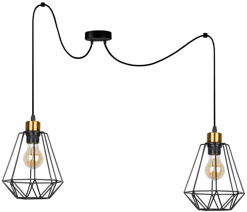 Candellux Čierno-zlatý závesný decentrálny luster Primo pre žiarovku 2x E27 32-00286