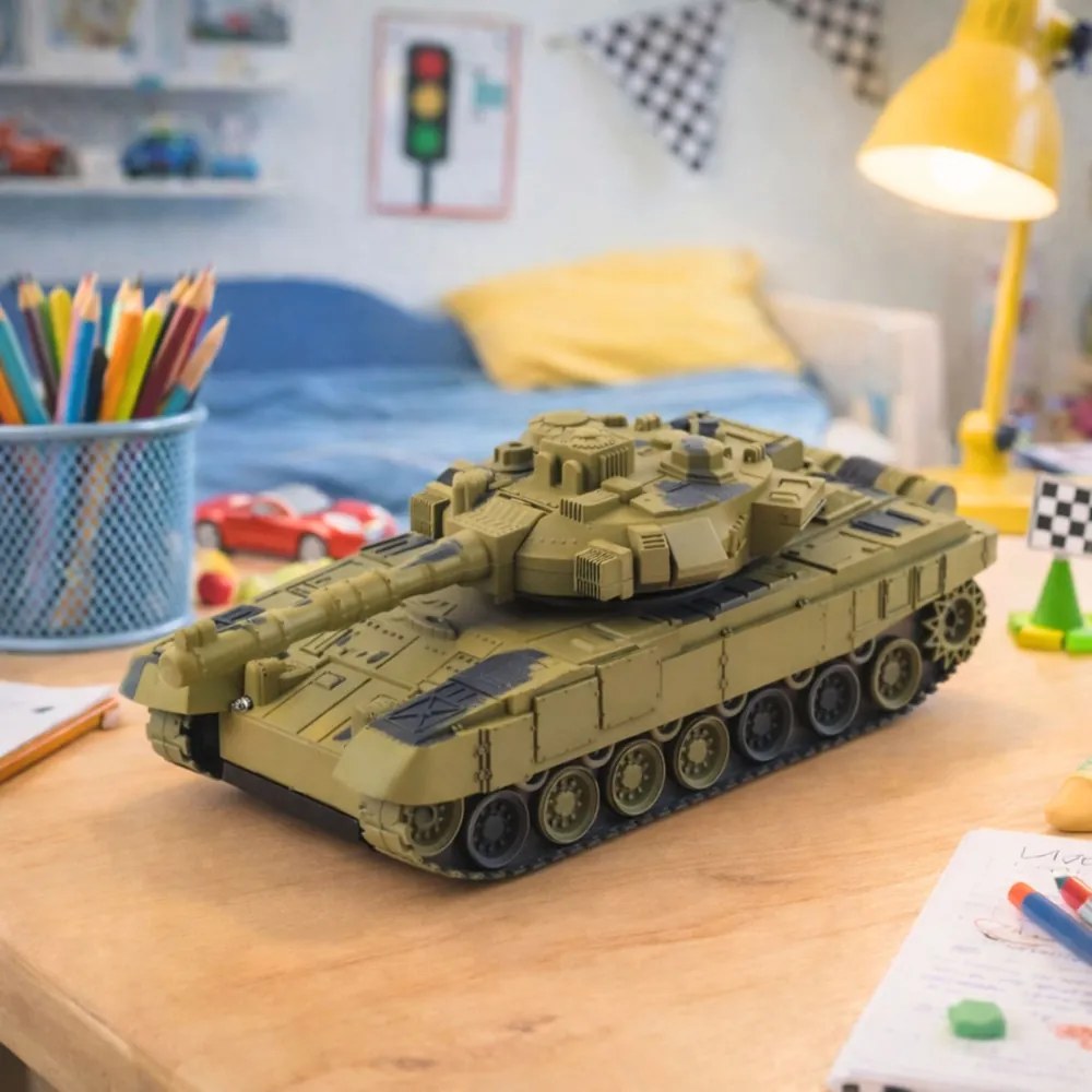 LEAN Toys T90 diaľkovo ovládaný RC vojenský tank Svetlá Zvuky Piesok 1:18