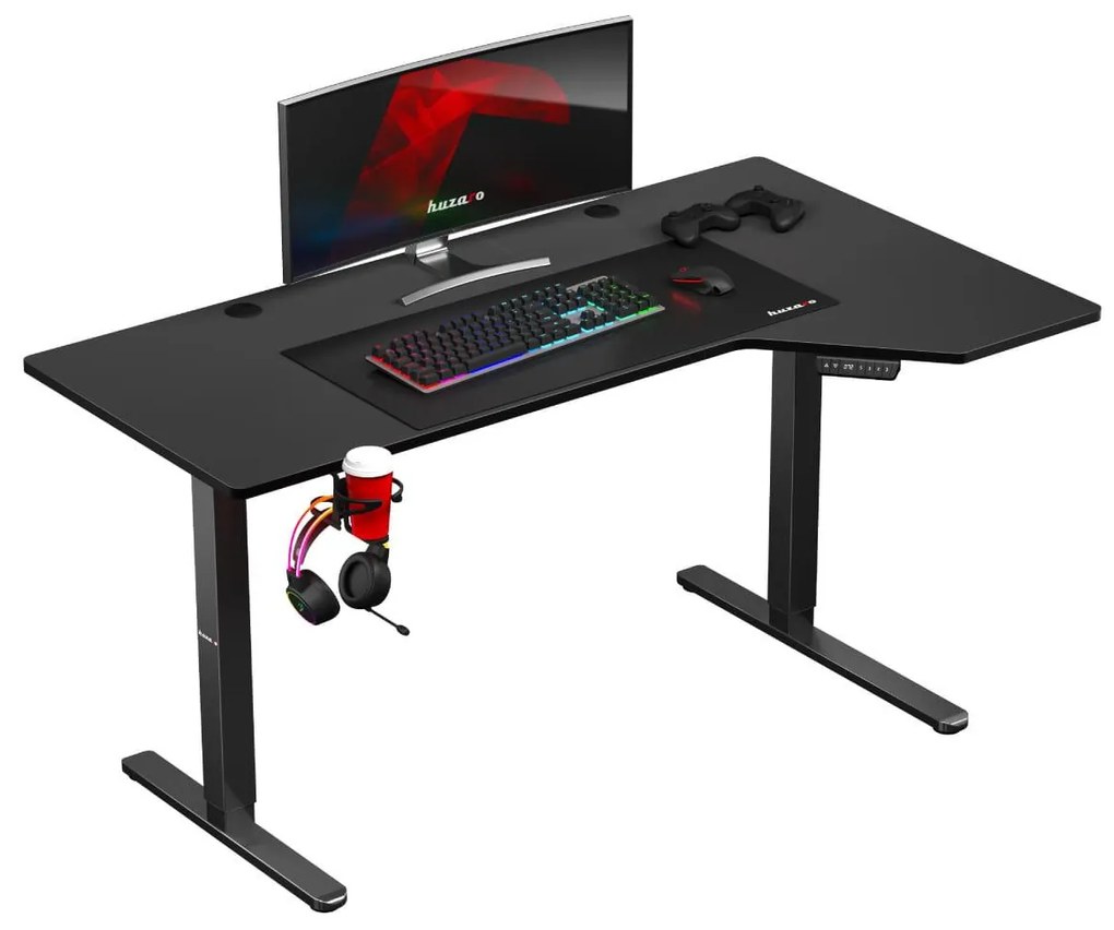 Elektricky nastaviteľný Rohový PC stolík Hyperion 9.1 (čierna). Akcia -21%. Vlastná spoľahlivá doprava až k Vám domov. 1087529