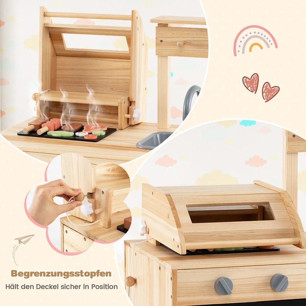 Drevená súprava na grilovanie s kuchynským setom Play Food & Grill Tools & Accessories