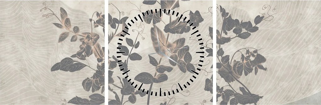 Obraz - Texturované listy (s hodinami) (90x30 cm)