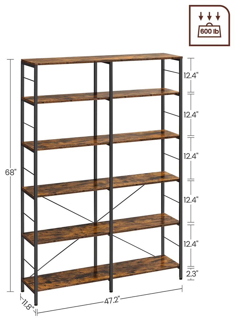 Knižnica Vasagle ORBIT hnedá/čierna
