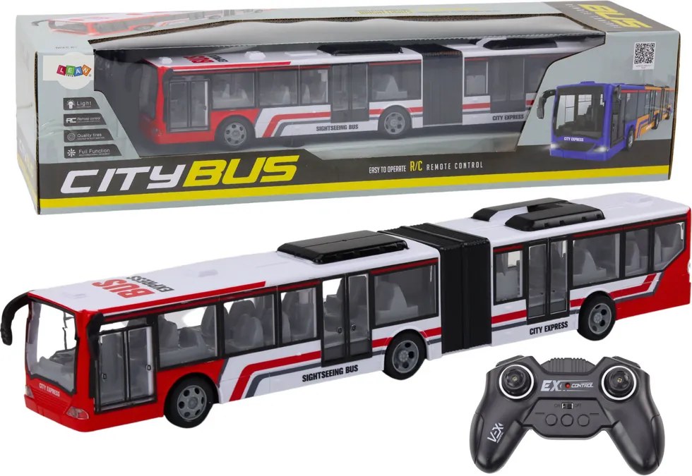 LEAN Toys Mestský autobus s diaľkovým ovládaním RC, červeno-biely