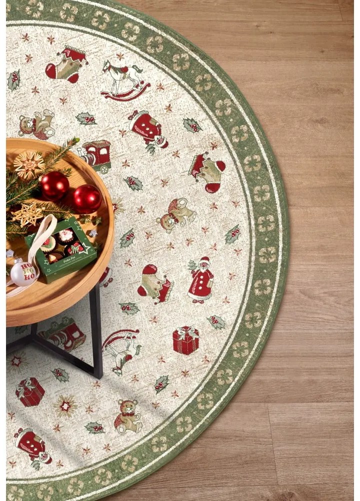Zelený okrúhly koberec s vianočným motívom s prímesou bavlny ø 160 cm Toy's Delight Green Christmas – Villeroy&Boch