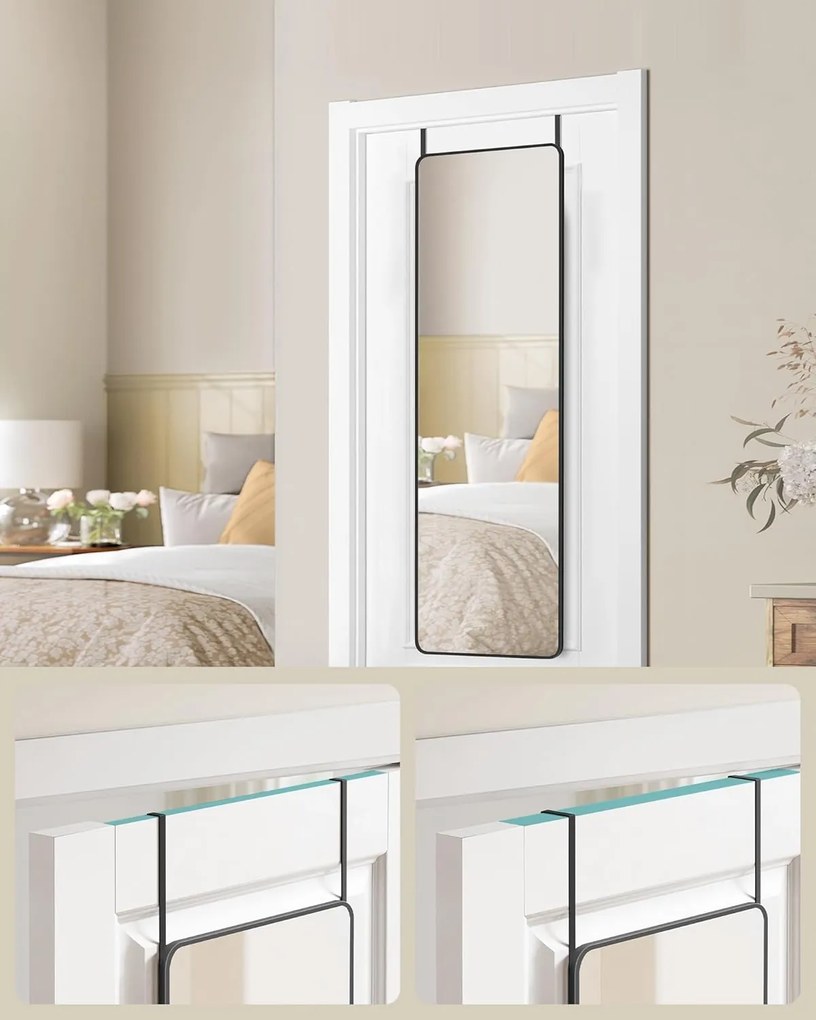 Celo­dĺžkové zrkadlo obdĺžnikové, na stenu alebo dvere, 120x40 cm, čierne