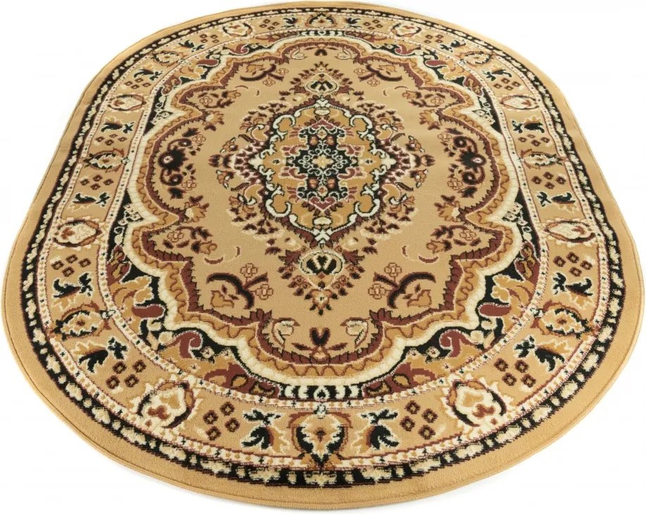 Oválny koberec Atlas tmavobéžový – polypropylén, nízky vlas Rozmer: 60x100 cm