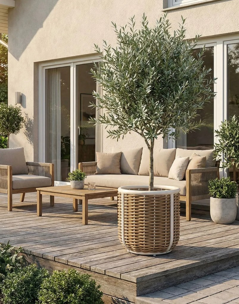 Veľký záhradný kvetináč z technoratanu Malta