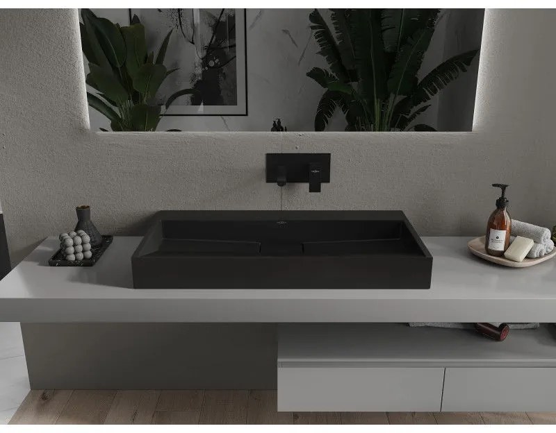 Mexen Ava, umývadlo na dosku z konglomerátu B/O 90 x 46 cm, čierna matná, 23019070