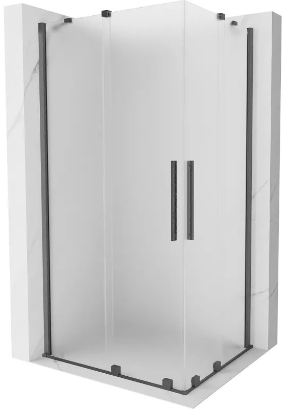 Mexen Velar Duo, sprchový kút s posuvnými dverami 90 x 80 cm, 8mm sklo námraza, grafit brúsený, 871-090-080-32-66