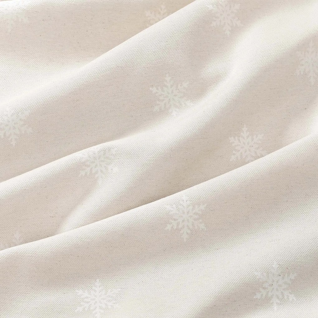 Goldea vianočný okrúhly obrus natura – snehové vločky na režnej Ø 190 cm