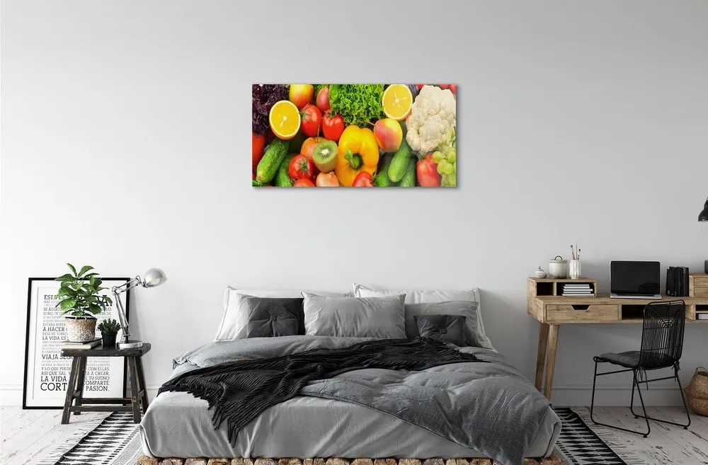 Obraz na skle Karfiol uhorka Kiwi 120x60 cm