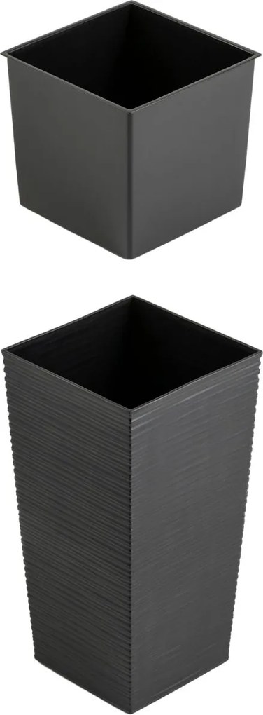 PLASTOVÝ KVETINÁČ PORTO RIFLO 36X19X19 CM ČIERNA