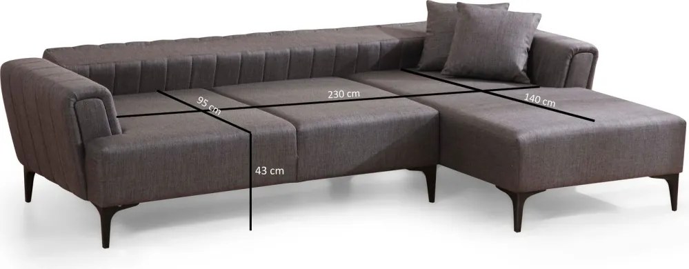 Rohová sedacia súprava Hamlet 270 cm tmavosivá pravá