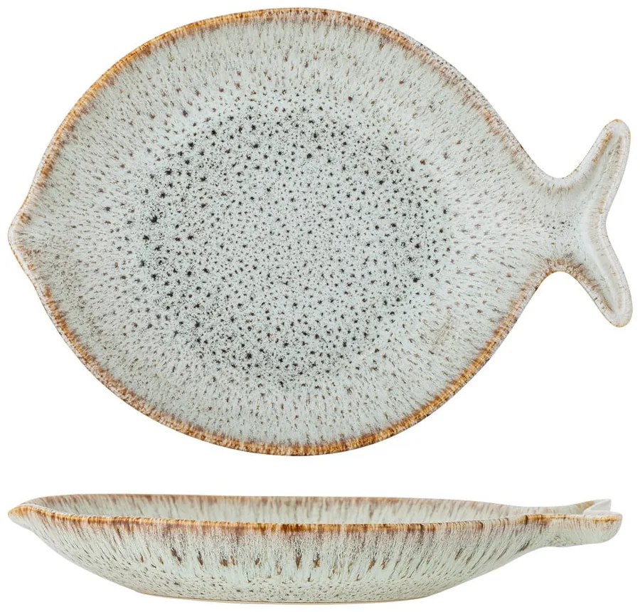 Modrý/béžový servírovací tanier z kameniny Fleur – Bloomingville