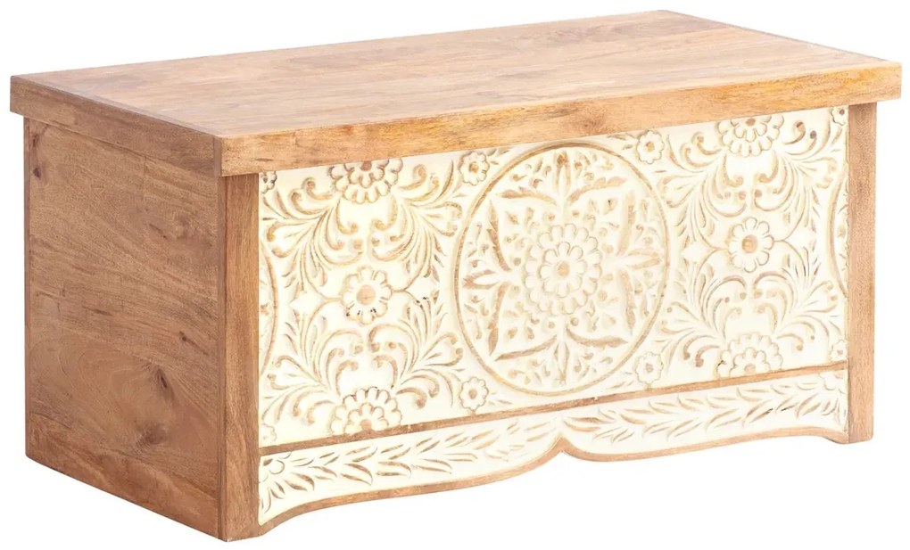 furniture-nabytek.cz - Masívna truhlica Delhi z mangového dreva, hnedá – 88×88×44 cm